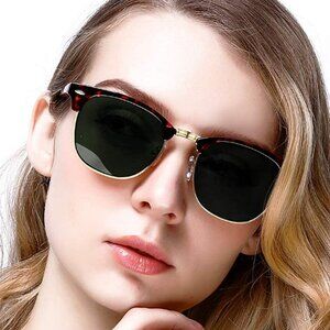 Tortoiseshell Half Frame Club Sunglasses
